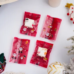 Sachets d'emballage en plastique rouge de Noël pour nougat bonbon et friandises festives