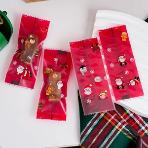 Sachets d'emballage de bonbons de Noël rouges scellés pour nougat et biscuits de fête