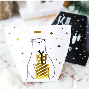 Christmas paper candy gift bag cute polar bear foil stamping cookie packaging box main view