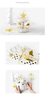 Christmas gold leaf ribbon for gift wrapping, 1.5cm wide decorative ribbon for cake box.