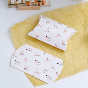 Boîtes cadeaux flamant rose style nordique, boîtes en papier coussin pour fête, biscuits et douceurs.