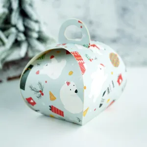 Jolie boite cadeau de style nordique avec ours polaire pour gateaux et biscuits.