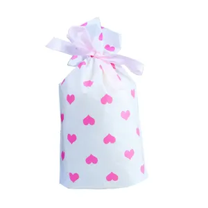 Roze hart trekkoord geschenkzakje zoete roze lint etui voor feest bruiloft verpakking
