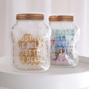 Mason-Glas geformte selbststehende transparente Keksbeutel fur Lebensmittelverpackung