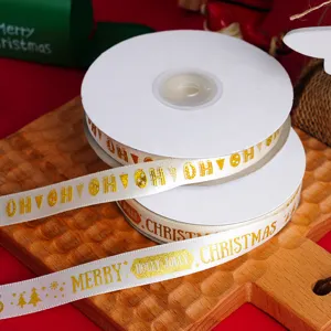 Christmas gold printed ribbon 1.5cm wide decorative ribbon for gift wrapping and cake box decor