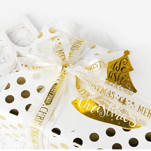 Gold Christmas Tree Ribbon Sheer White Gift Wrapping Ribbon Holiday Party Decor