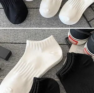 Men short socks white black low cut breathable cotton casual sports ankle socks summer pairs