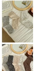 Women floral mid-tube socks Japanese style cute casual cotton crew socks multi color options