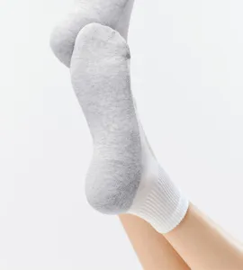Men's athletic mid-calf socks in white and grey, breathable cotton blend, everyday wear.