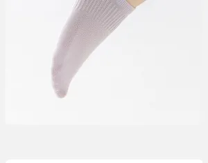 Close-up detail of women's breathable mesh socks, lightweight spring and summer footwear.