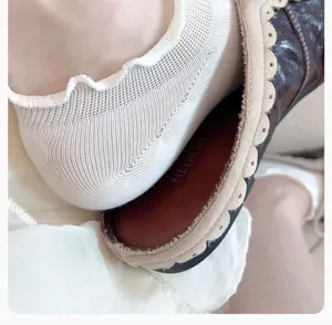 Thin lettuce edge women socks cute breathable cotton short socks daily casual footwear accessories