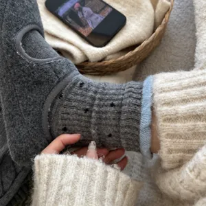 Autumn winter cozy wool socks vintage polka dot thermal breathable ribbed design casual warm footwear