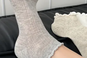 Women summer thin mesh hollow out socks with delicate ruffle edge ballet style stylish socks