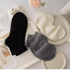 Summer lace mesh women short socks, stylish breathable sweet style casual socks for girls.