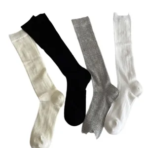 Women summer thin vertical striped hollow long socks, Japanese JK style versatile casual tube socks.