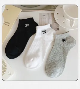 Korean style breathable hollow short socks for women, summer thin mesh bow ankle socks.
