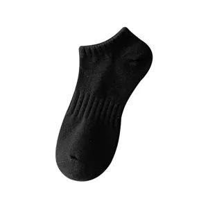 Comfortable black low-cut men ankle socks breathable design spring summer daily wear active.