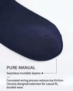 Vue détaillée de la pointe de chaussette invisible sans couture pour homme, design respirant.