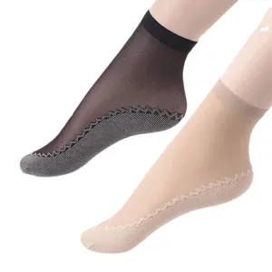 Women thin sheer anti-slip socks with cotton bottom breathable velvet comfortable daily wear