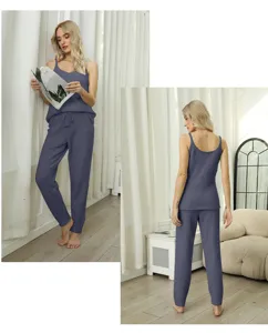 Fuzzy knit loungewear set with camisole and cozy long pants for women cozy sleepwear.