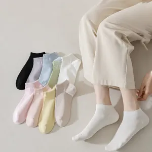 Comfortable breathable short socks for women, colorful summer casual cotton socks set.