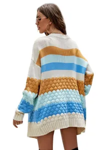 Damen bunte Cardigan Strickjacke langarm lose Übergangsjacke Herbst Mode Hauptansicht