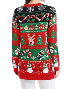 Women christmas knitted sweater casual long sleeve pullover winter holiday apparel top