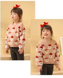 Suéter de punto con estampado de Papá Noel para niños, jersey cómodo de manga larga.