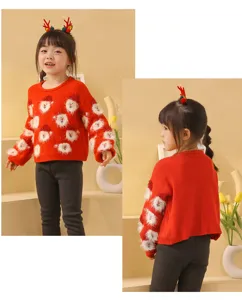 Ninos Navidad Papa Noel Sueter De Punto Rojo Manga Larga Jersei Festivo Top De Invierno