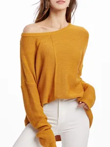 Women's Casual Oversized Long Sleeve Pullover Knitwear Solid Color and Striped Fall Winter Fashion Sweater