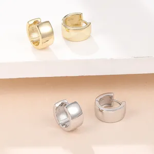 Minimalist Wide Thick Circle Stud Earrings 925 Sterling Silver Brushed Geometric French Fashion Jewelry Gift For Women