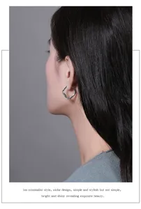 Boucles d'oreilles créoles géométriques minimalistes en argent sterling 925 mode femmes