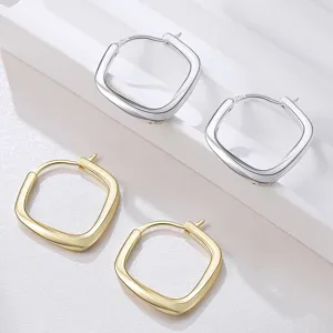 Boucles d'Oreilles Clous Géométriques en Argent Sterling 925 Minimalistes pour Femmes Plaqué Or Blanc et Or Bijoux de Mode Français