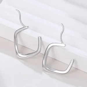 Boucles d'oreilles carrées géométriques irrégulières en argent S925 style chic minimaliste