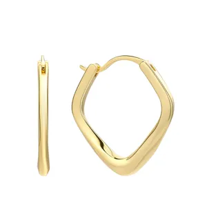 Créoles géométriques minimalistes en argent 925 pour femmes, bijoux tendance française image principale.