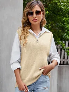 Mujer cuello en V chaleco de punto parte superior sin mangas casual primavera