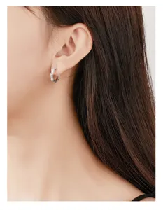 Créoles en argent sterling 925 motif bambou pour femmes, bijoux minimalistes brossés.