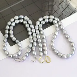 French Baroque Artificial Pearl Pendant Necklace Vintage 925 Sterling Silver Electroplated Clavicle Chain For Women