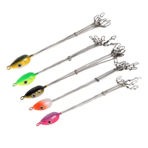 Alabama fishing rig detail, 10g umbrella wire arm with colorful lead head and snaps for sea lure.