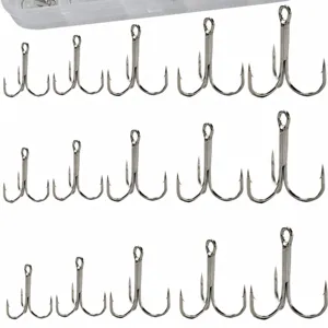 High carbon steel fishing treble hooks set, strong anchor hooks for saltwater freshwater.