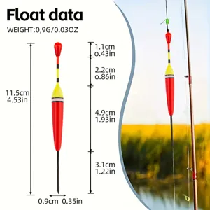 Specifiche dettagliate del galleggiante da pesca verticale con lunghezza di 11,5 cm.