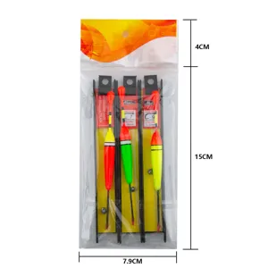 Complete outdoor fishing float set featuring vertical floats, lines, and hooks for angling.