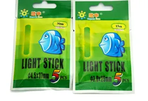 Fishing glow sticks for night fishing high visibility green light stick five pieces packs.