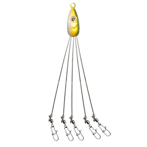 Detailed view of the Alabama fishing rig with five wire arms, swivels, and a weighted fish head.