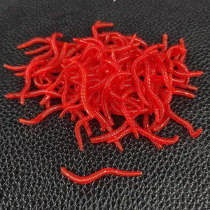 Red plastic fishing soft worms lures earthworm artificial bait for bass fishing tackle accessories