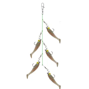 Alabama rig fishing lure set with soft plastic swimbaits for saltwater and freshwater fishing.