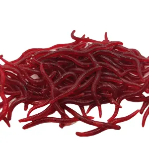Wholesale soft plastic fishing lures, lifelike redworm earthworm baits for bass fishing.