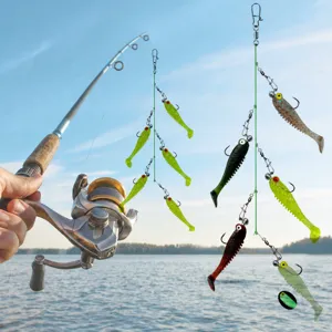 Simulation Fishing Soft Bait Set Silicone Bionic Fish Lures With Jig Head Saltwater Fishing Tackle Kit For Outdoor Angling