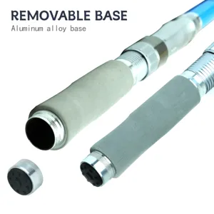 Removable base fishing rod handle detail, durable aluminum alloy base, comfortable grip.