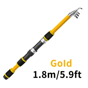 Portable 1.8m telescopic fishing rod for kids, durable fiberglass spinning travel tackle.